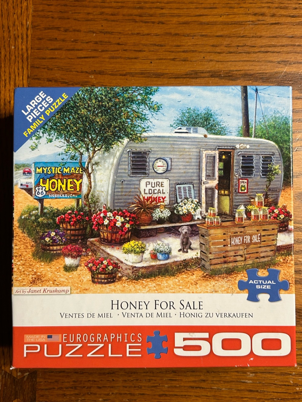 Honey For Sale 500-Piece Jigsaw Puzzle - Silver Trailer & Colorful Flowers